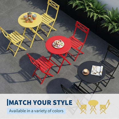 GarveeTech 3-Piece Folding Bistro Set, Heavy Duty Outdoor Patio Furniture - Image 7