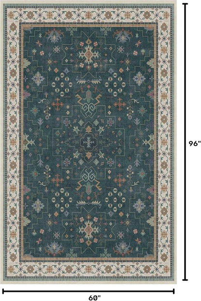 Dark Green Oushak 5x8 Living Room Rug - Image 2