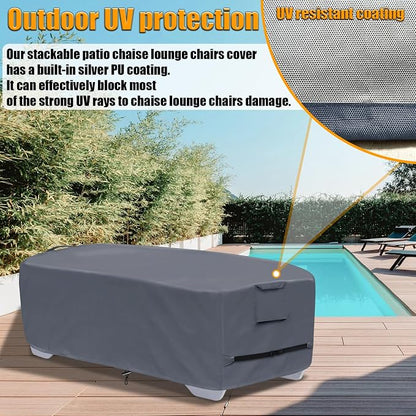 Outdoor Chaise Lounge Cover for 4-6 Stackable Patio Chaise Lounge Chairs - Image 4