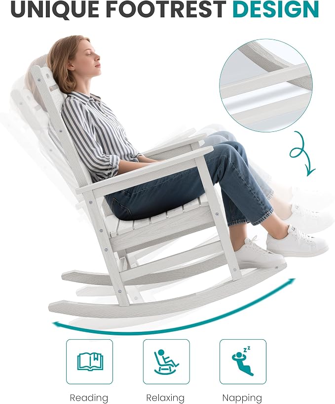 SERWALL Outdoor Rocking Chair Set of 2, Oversized Rocking Chair - Image 8