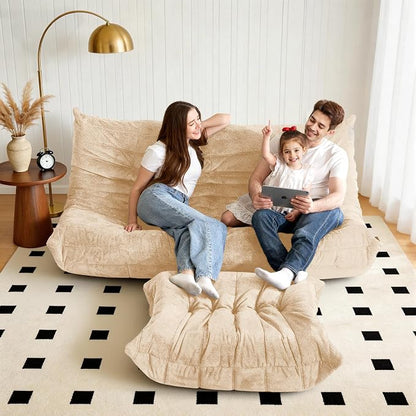 Bean Bag Ottoman, Memory Foam Lazy Bean Bag Sofa, Fireside Chair Foot Rest - Image 4