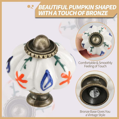 Ivory Pumpkin Knobs 2 Pack Ceramic Cabinet Knobs Vintage Drawer Pulls - Image 3