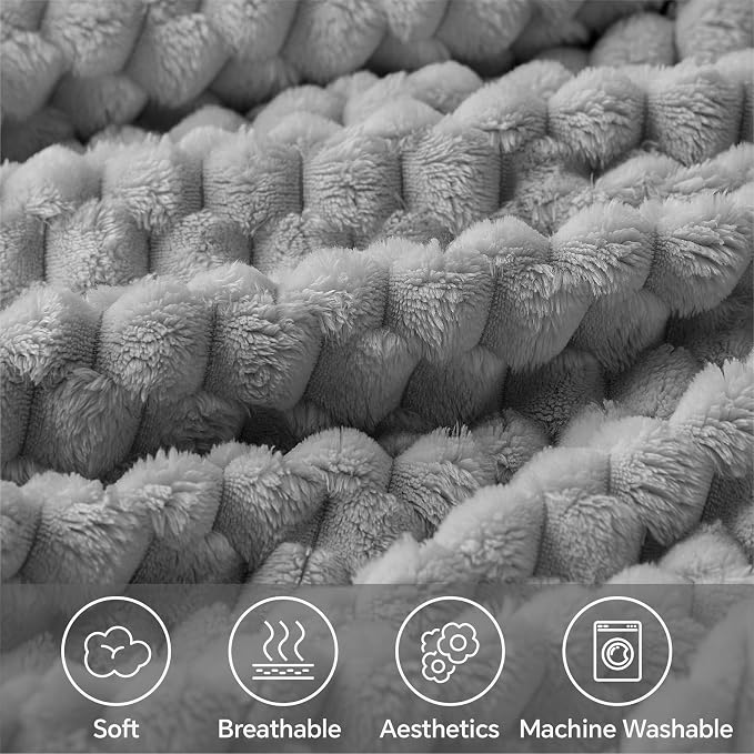BEDELITE Grey Twin Blanket for Couch, Soft Cozy Gifts for Women, 60 * 80 | 3D - Image 3