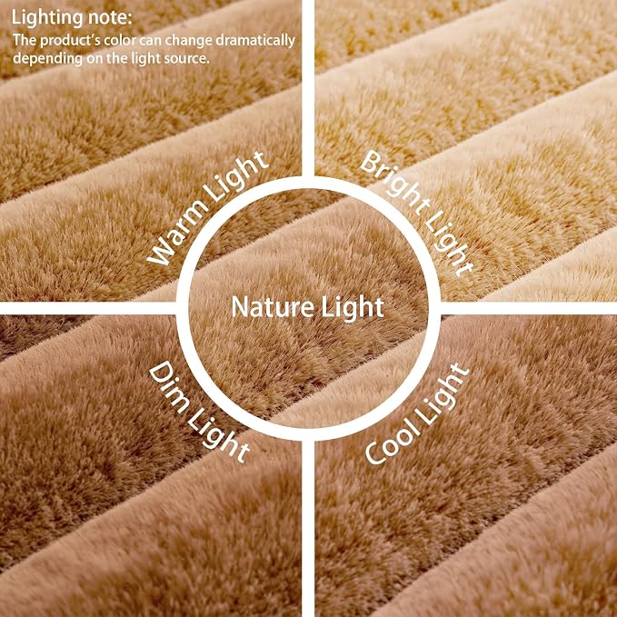 Coffee Rabbit Striped Plush Rug 5'x8', Fluffy Shaggy Area Rug - Image 6