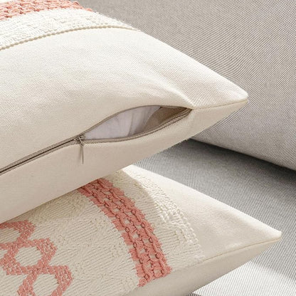 MIULEE Set of 2 Coral Red Boho Decorative Pillow Covers 18x18 Inch | Farmhouse - Image 5