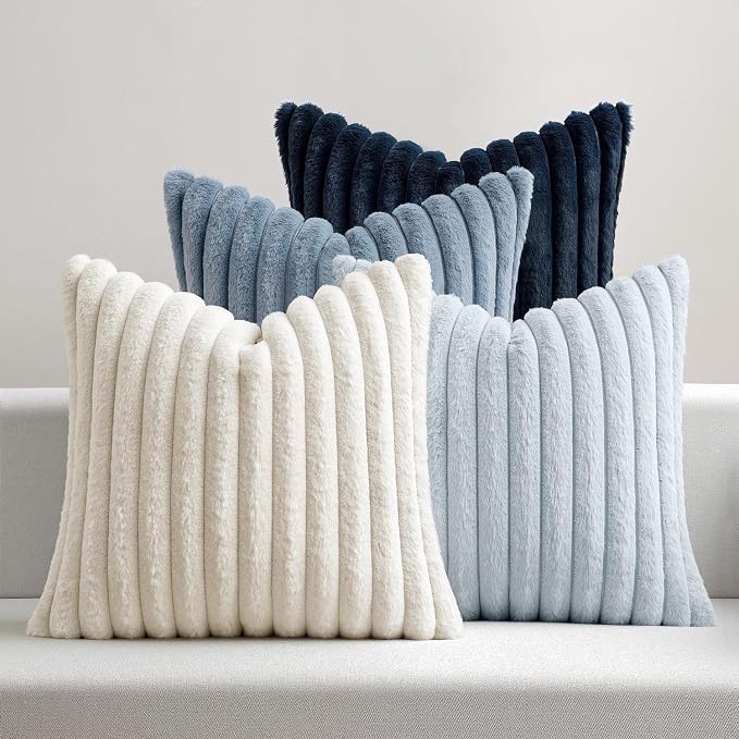 MIULEE Faux Fur Plush Euro Decorative Throw Pillow Covers 24x24, Soft Coastal by MIULEE