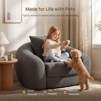 SICOTAS Curved Sofa Couch Bed for Living Room Convertible Futon Cloud Boneless - Image 5
