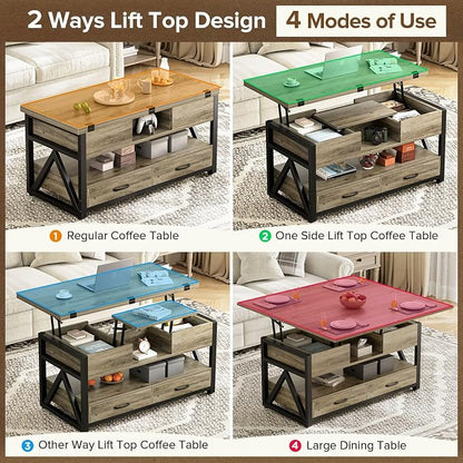 Memobarco 40" Lift Top Coffee Table, 4 in 1 Multi-Function Lift Coffee Tables - Image 3