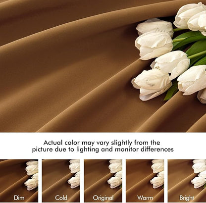 MIULEE Golden Brown Back Tab Blackout Curtains 52x96 Inch Long 2 Panels Set | - Image 8