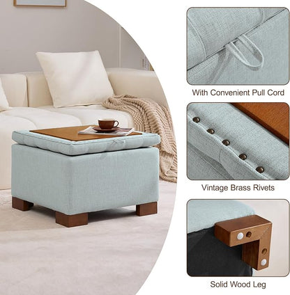 WUTUTUEE 24" Fabric Square Storage Ottoman - Image 5