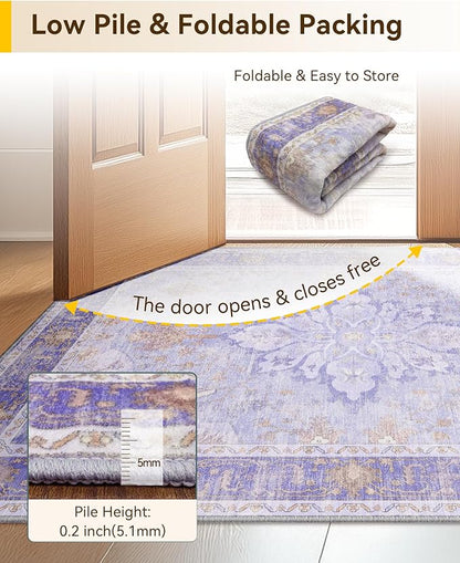 RELEANY Washable Area Rug, Small 2'x3', Water Repellent, Pet Friendly, Vintage - Image 5