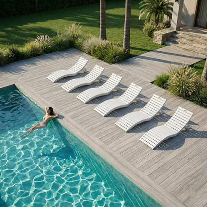 Folding HDPE Pool Lounge Chairs Set of 6, Pre-Assembled Outdoor Chaise Lounge by YourPerfectOutdoorEscape