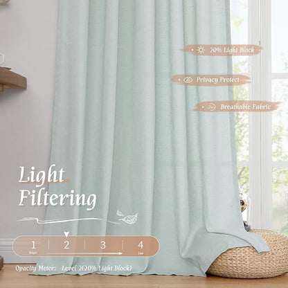 Light Blue Linen Curtains 72 inch Length - Image 4