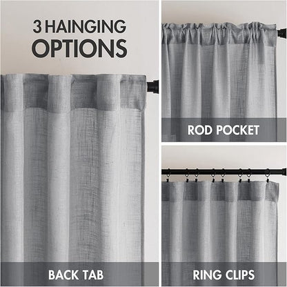 MIULEE Grey Linen Curtains 52x96 Inch Long - Image 3