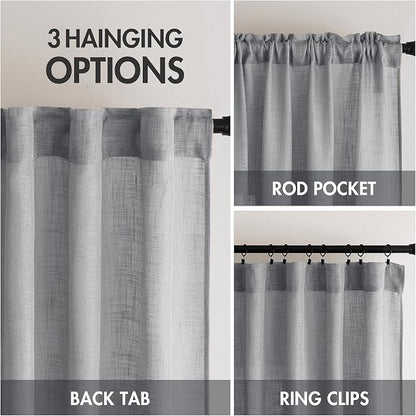 MIULEE Grey Linen Curtains 52x90 Inch Long - Image 3