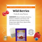 Twinings Wild Berries Herbal Tea Individually Wrapped Bags, 20 Count (Pack of 6), Full-Flavoured, Naturally Caffeine-Free, Enjoy Hot or Iced, 120 Teabags
