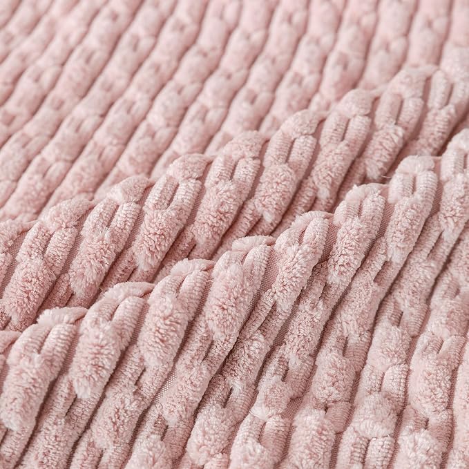 Set of 4 Light Pink Decorative Throw Pillow Covers 18x18 Inch Corduroy Pillow - Image 4