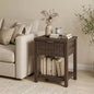 Fluted Night Stand with Golden Handle, Mid-Century Nightstands with Drawer by TROJMHome