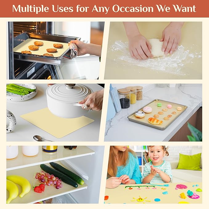 Silicone Baking Mat, 12 IN x 6 FT Free Cutting Baking Sheet,Non-Stick Reusable Dough & Pastry Mat,Non-Slip Silicone Mat Roll for Air Fryer Liner,Freeze Dryer,Oven Baking Pan,Kitchen Counter