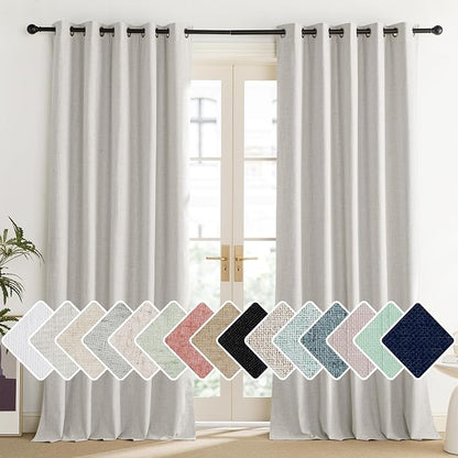NICETOWN Snowbound Vintage Linen 100% Blackout Curtains by NICETOWN