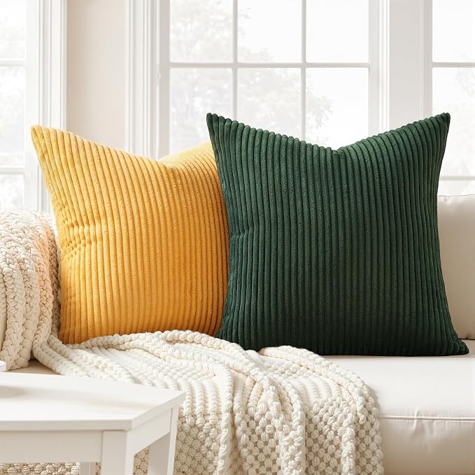 Topfinel Set of 4 Mordern Nordic Boho Farmhouse Cushion Covers Green Rust Throw - Image 2