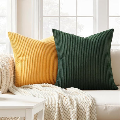 Topfinel Set of 4 Mordern Nordic Boho Farmhouse Cushion Covers Green Rust Throw - Image 2