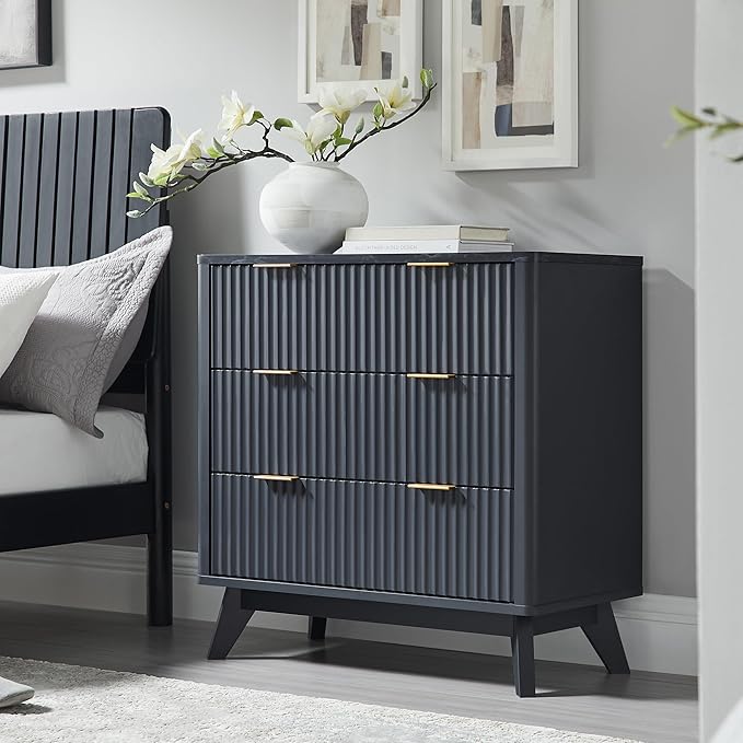 T4TREAM Fluted 3 Drawers Nightstand Set of 2, Oversized Extra Large Modern Side - Image 2