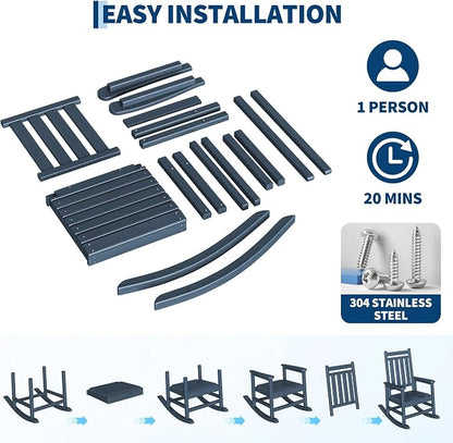 GarveeLife Poly Lumber Rocking Chair Outdoor Set of 2 - Image 5