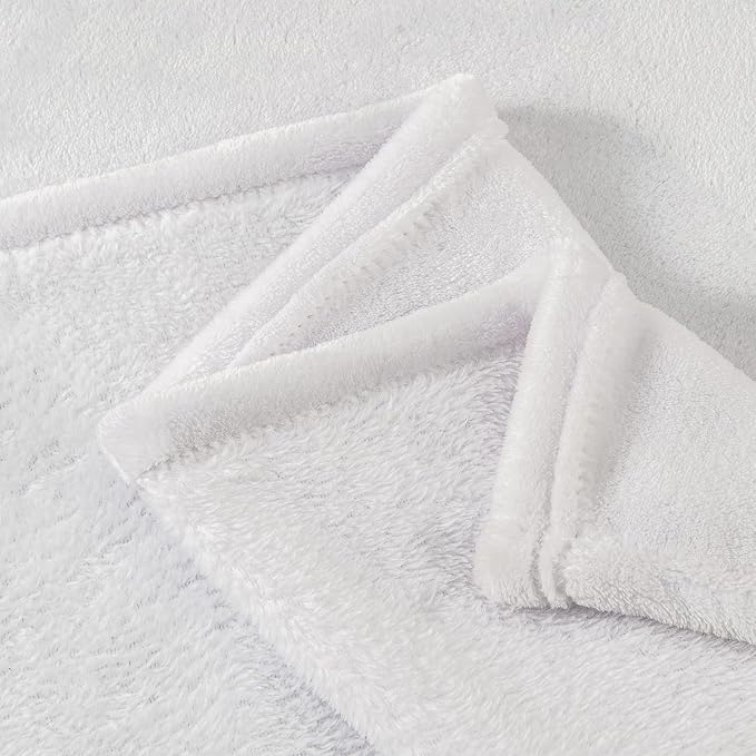 BEDELITE Fleece Blanket Soft Plush Queen Size Bed Blanket White 90"x90" | Ultra - Image 6