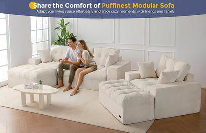MAXYOYO Sectional Sofa Couch and Chaise Lounge, L Shaped Modern Cloud Couch - Image 9