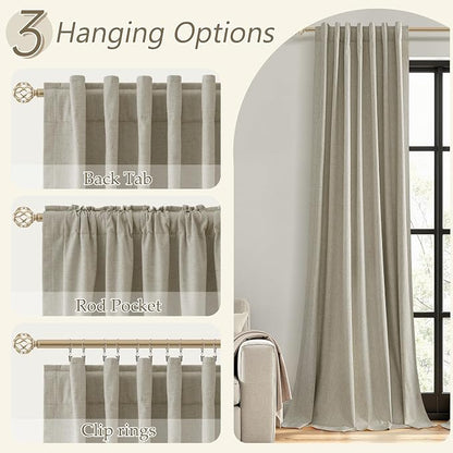 100% Blackout Linen Curtains for Bedroom 84 inches Long, Thermal Insulated Room - Image 6