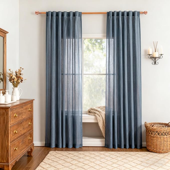 MYSKY HOME 72 Inches Long Semi Sheer Curtains Light Filtering Window Drapes by MYSKYHOME
