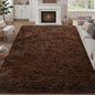 8x10 Area Rug Living Room Bedroom: Fluffy Plush Shag Carpet Brown | by Luxturiy