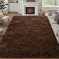 9x12 Area Rug Living Room Bedroom: Fluffy Plush Shag Carpet Brown | by Luxturiy