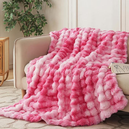 COOVA Faux Fur Throw Blanket for Couch, Cozy Soft and Fuzzy Plush Rabbit Fur by COOVA