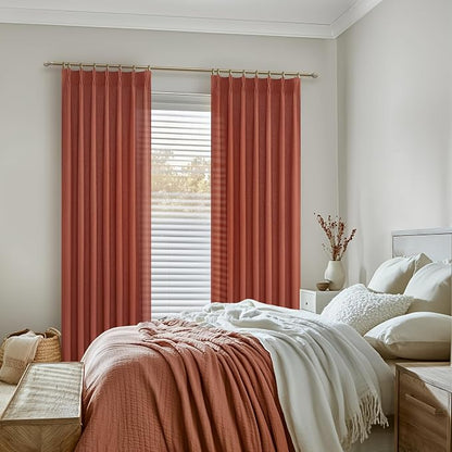 PleatedDrapes Decorative Burnt Orange Sheer Curtains 96 Inches Long - Image 6