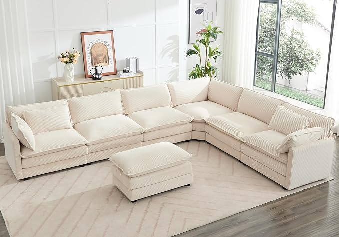 ROWHY 150'' Modular Sectional Cloud Couch, 7 Seater Corner Sofa Big Comfy by ROWHY