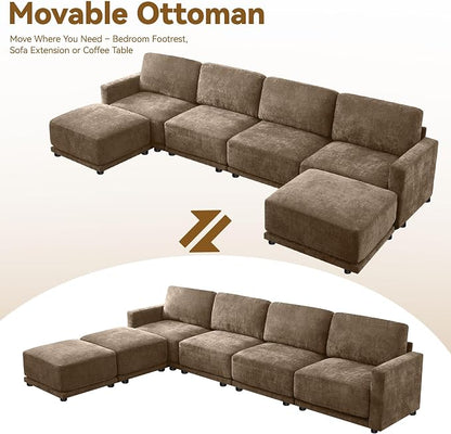 143.8" Modular U Shaped Sofa, Oversized Sectional Cloud Couch, 6 Seater Deep - Image 8