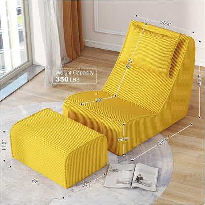 Giant Bean Bag Chair for Adults, Corduroy Chaise Lounge - Image 2