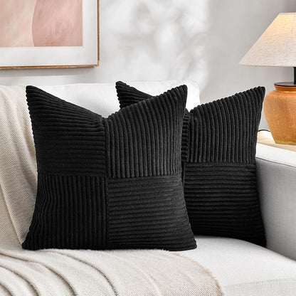 Fancy Homi 2 Packs Black Euro Decorative Throw Pillow Covers 28x28 Inch by Fancy+Homi