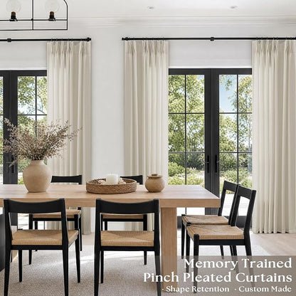 Oatmeal Pinch Pleat Linen Curtains 108 Inches Long Floor to Ceiling | Light - Image 6