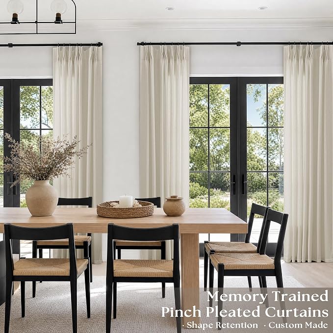 Greyish Beige Pinch Pleated Linen Curtains 84 Inches Long Semi Sheer | Light - Image 3