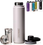 The Tea Spot Steepware Tea Tumbler,Tea Thermos, 22oz, Fog Grey- Travel Bottle with Tea Infuser for Loose Leaf Tea or Iced Coffee - Sleek Double-Walled Insulated Bottle