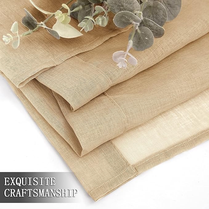 Tollpiz Sheer Curtain Linen Textured Living Room Curtains Sheer Light Filtering - Image 7