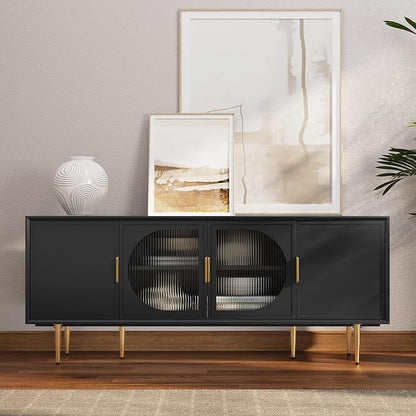 ARTPOWER TV Stand with Storage, Under TV Cabinet with Glass Door, TV Console by PowerofArtBetterforLife