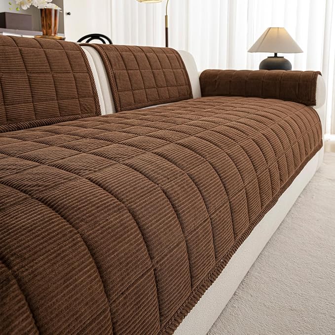 Velvet Couch Covers for Sectional Sofa Washable, Non-Slip L Shaped Sectional - Image 8