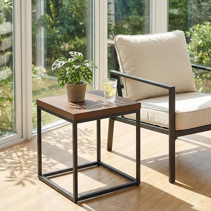 CENSI Modern Square End Table, Extra Thick 1.6" Wood Top & Metal Frame - Image 6