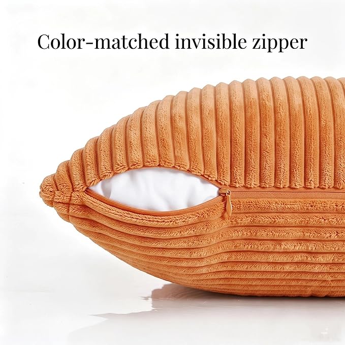 Fancy Homi 2 Packs Orange Lumbar Decorative Throw Pillow Covers 16x32 Inch - Image 3