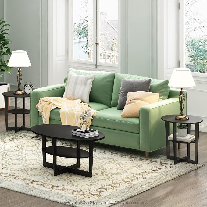 Furinno JAYA Side Table, 2-Tier Round Modern End Table - Image 4