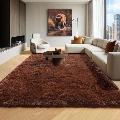 Brown 8x10 Area Rugs for Living Room, Large Fluffy Shag Bedroom Rug, Soft Plush - Image 5